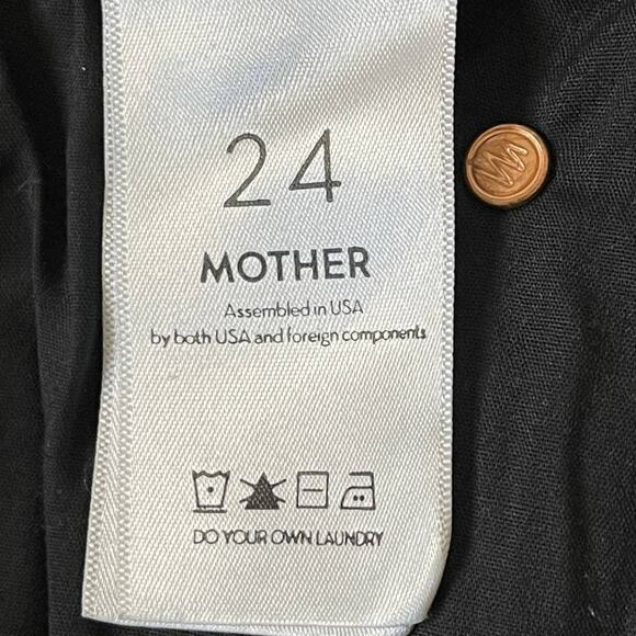 Mother High Waist Rascal Top Fray Whip Fringe Skinny Black Jeans Size 24 - Picture 13 of 14